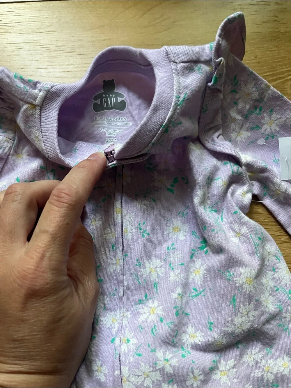 GAP Lavender Floral Ruffle-Shoulder Footed One-Piece